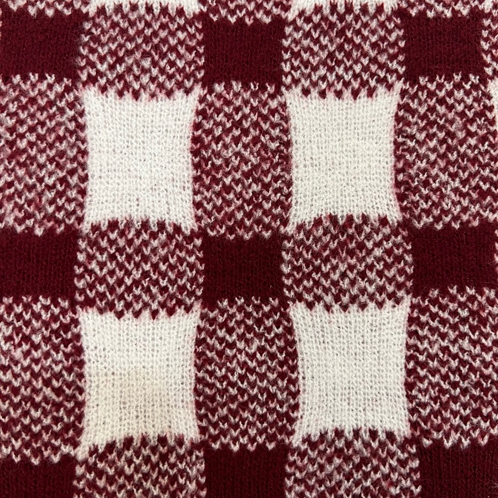 NWT Cream and Red Checkered Plaid Sweater Mini Skirt - Picture 2 of 5